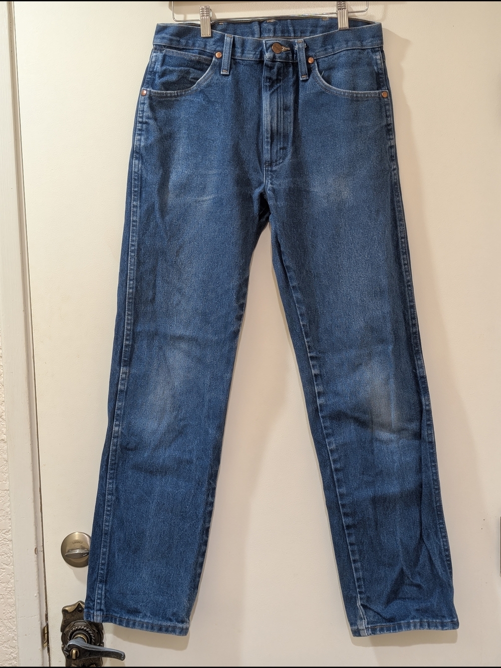 Wrangler Blue Denim Jeans  30x32 Men's 13awz Cowboy Cut A001 5 Pocket Button Zip - Picture 8 of 11